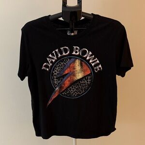 David Bowie Women’s Black Graphic Lightening Bolt T-Shirt Size Medium